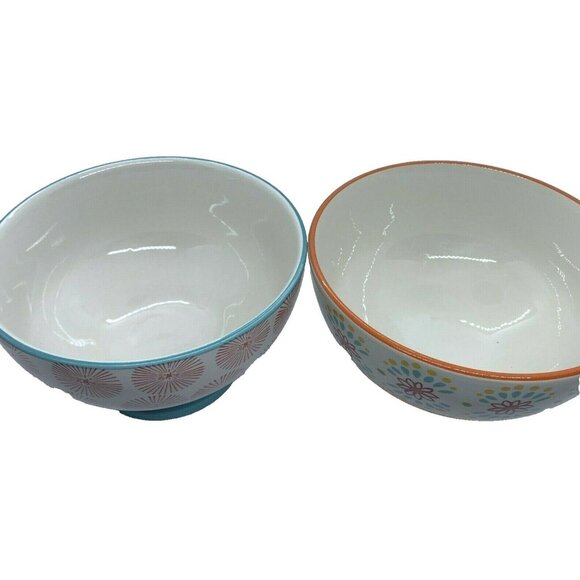 Four Pioneer Woman Cereal Soup Bowls Floral & Dots - Picture 8 of 12